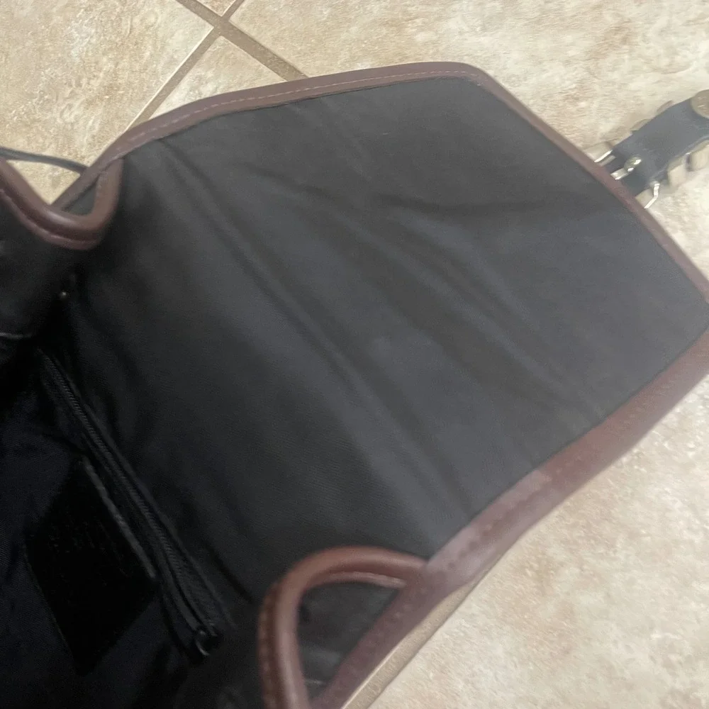 Brighton Black Brown Croc Leather #198305 Y2K Drawstring Backpack USA Made